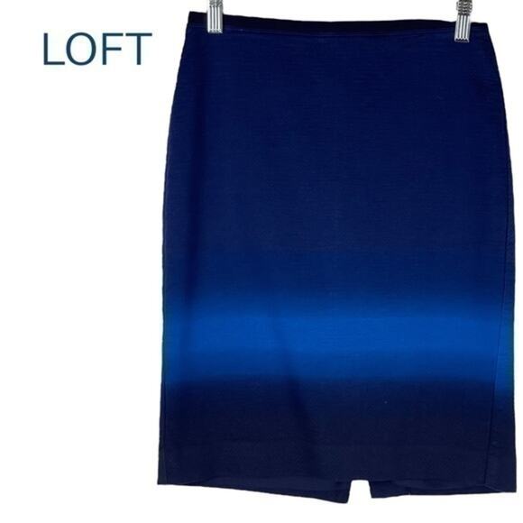LOFT Blues Ombré Career OfficeCore Pencil Skirt NWOT Size 0 - Picture 1 of 11